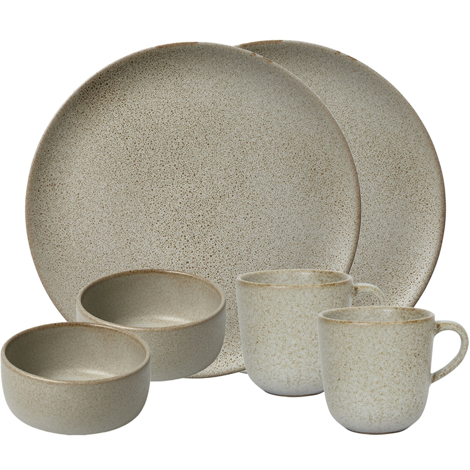 Aida Raw Breakfast Set 6 Pieces  -  Serviser & Startsett Stengods Sandy Beige - 14411+14404+14413