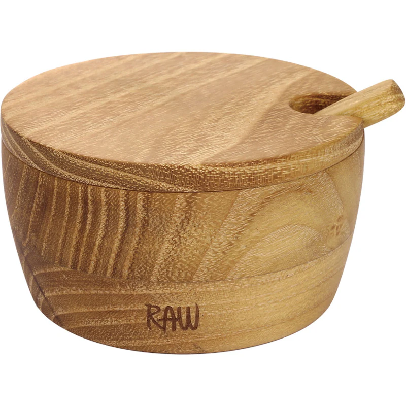 RAW Teak Saltskål Med Lokk & Skje
