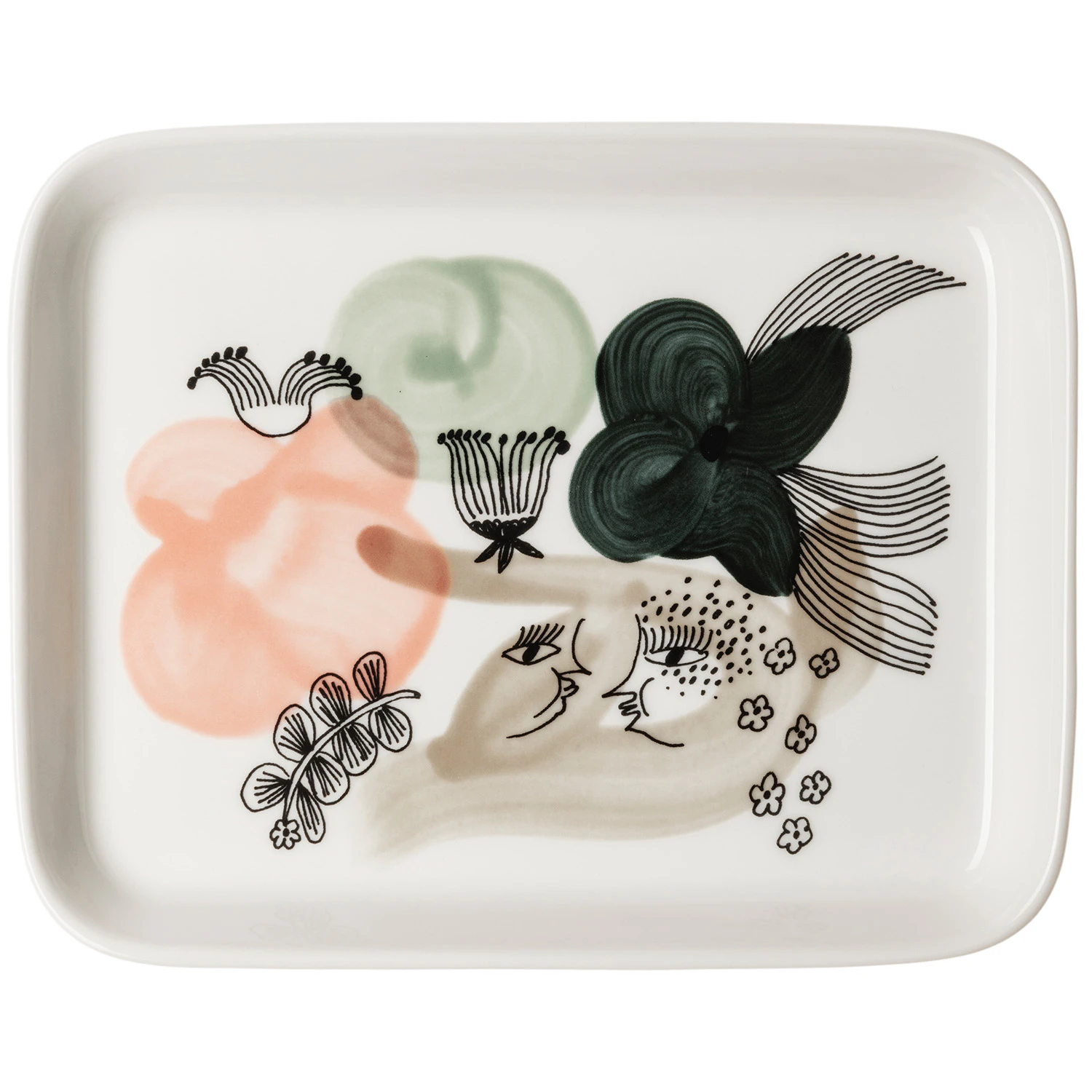 Arabia Kukkamaa Tallerken 15x19 Cm  -  Tallerkener Vitroporcelain Gr&oslash;nn - 1075671