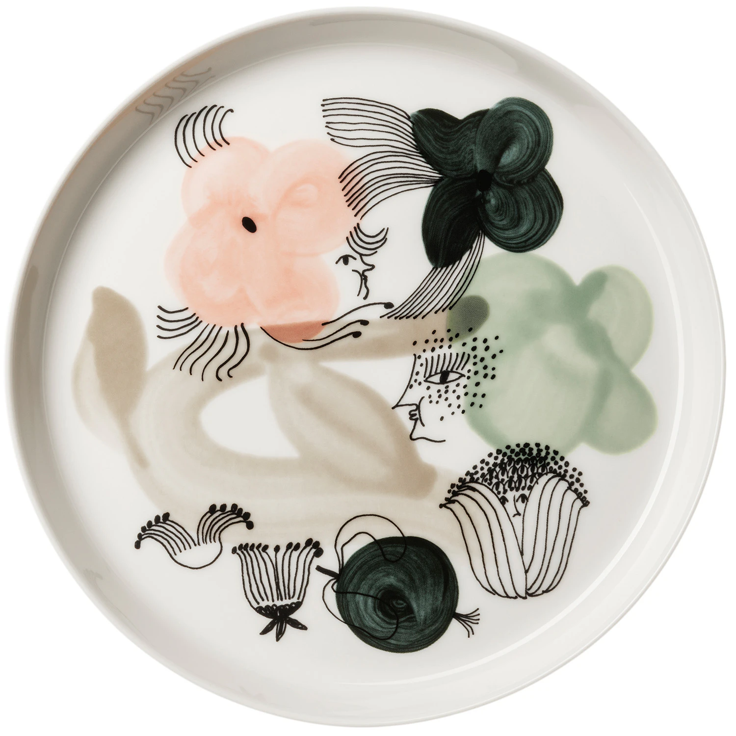 Arabia Kukkamaa Tallerken &Oslash;19 Cm  -  Asjetter Vitroporcelain Gr&oslash;nn - 1075670