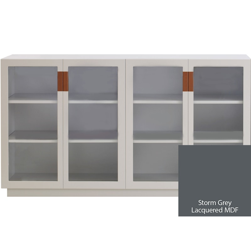 Frame 160 Medium Vitrineskap Med Glassdører, Storm Grey / Cognacfarget