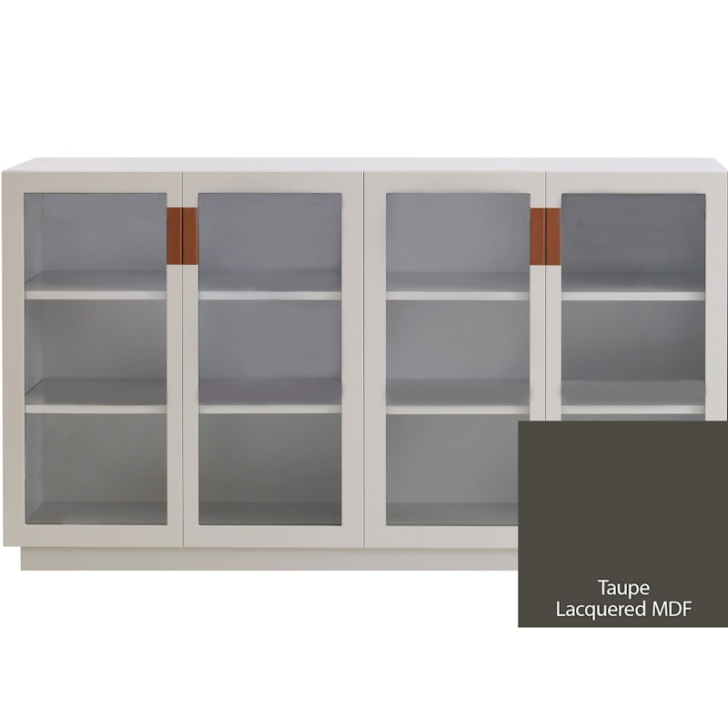 Frame 160 Medium Vitrineskap Med Glassdører, Taupe / Cognacfarget