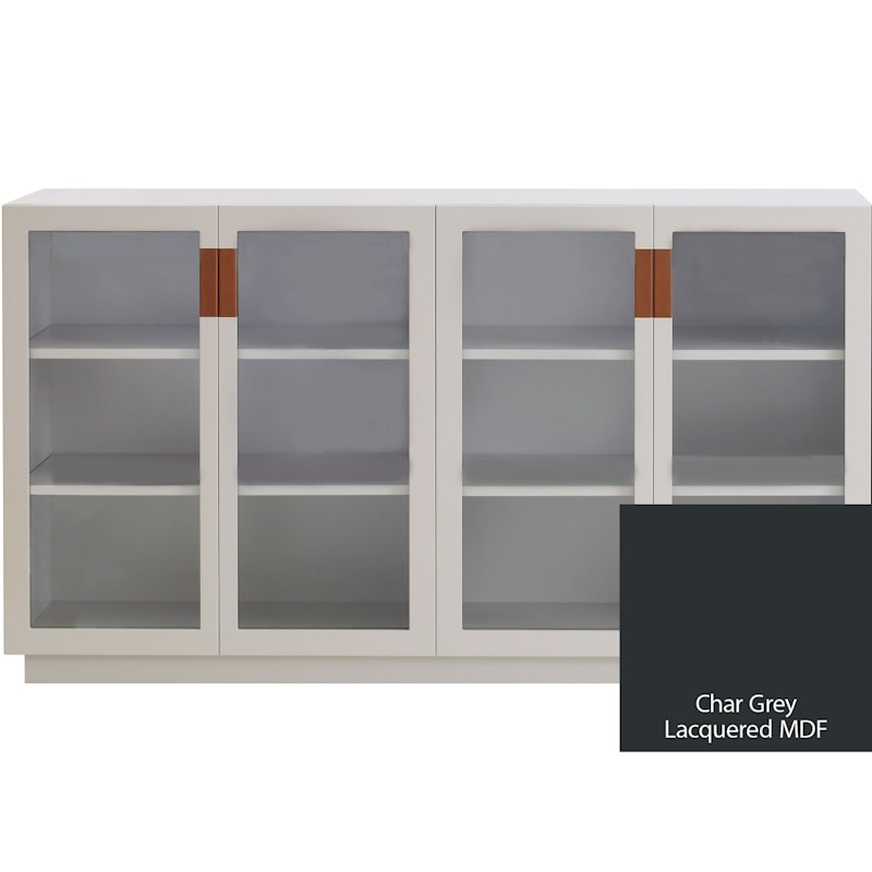 Frame 160 Medium Vitrineskap Med Glassdører, Char Grey / Cognacfarget