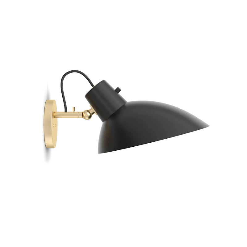 VV Cinquanta Wall Brass Mount, Black Reflector with Switch