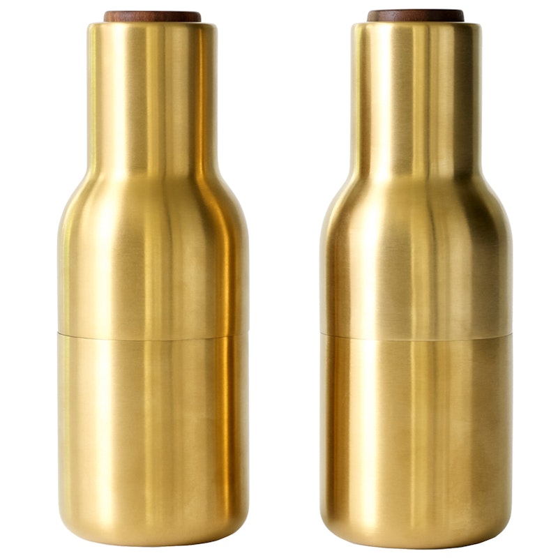 Bottle Grinder Krydderkvern 2-pk, Brushed Brass / Valnøtt
