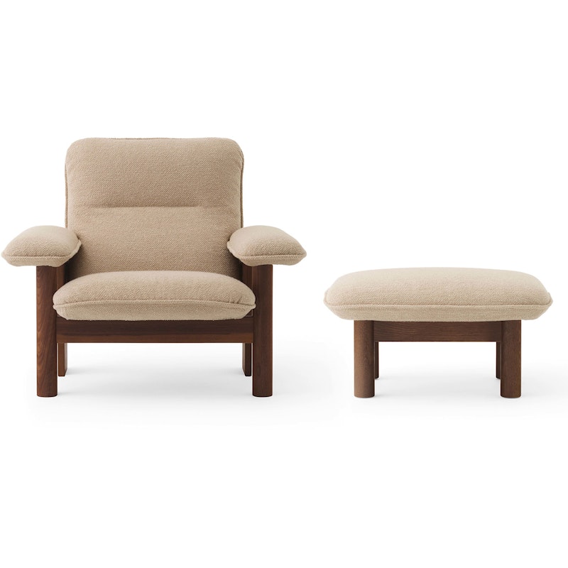 Brasilia Lenestol med Ottoman Mørkbeiset Eik, Bouclé 02 Beige