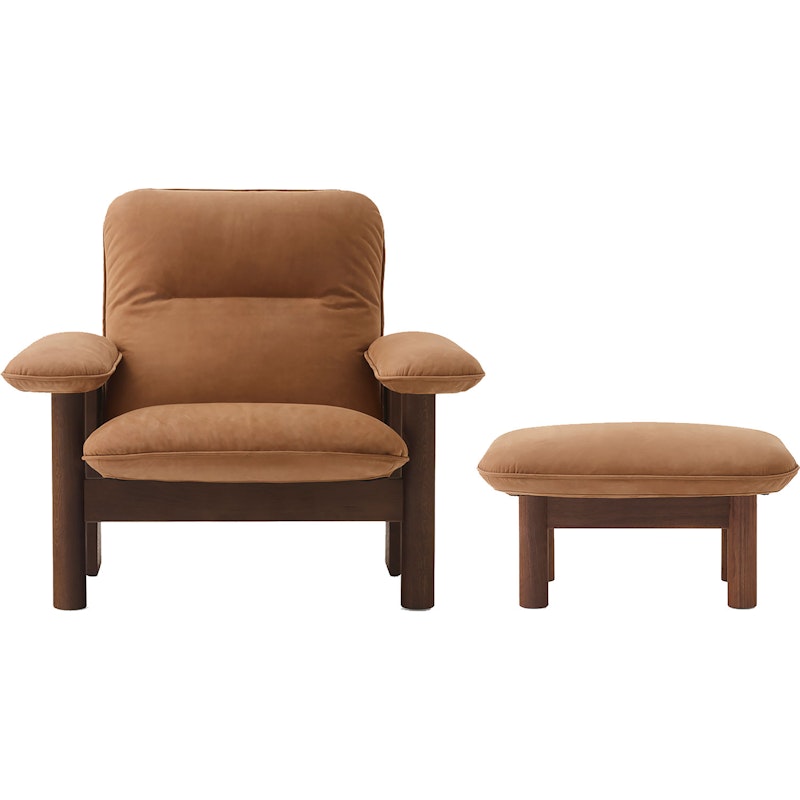 Brasilia Lenestol med Ottoman Walnut, Camel