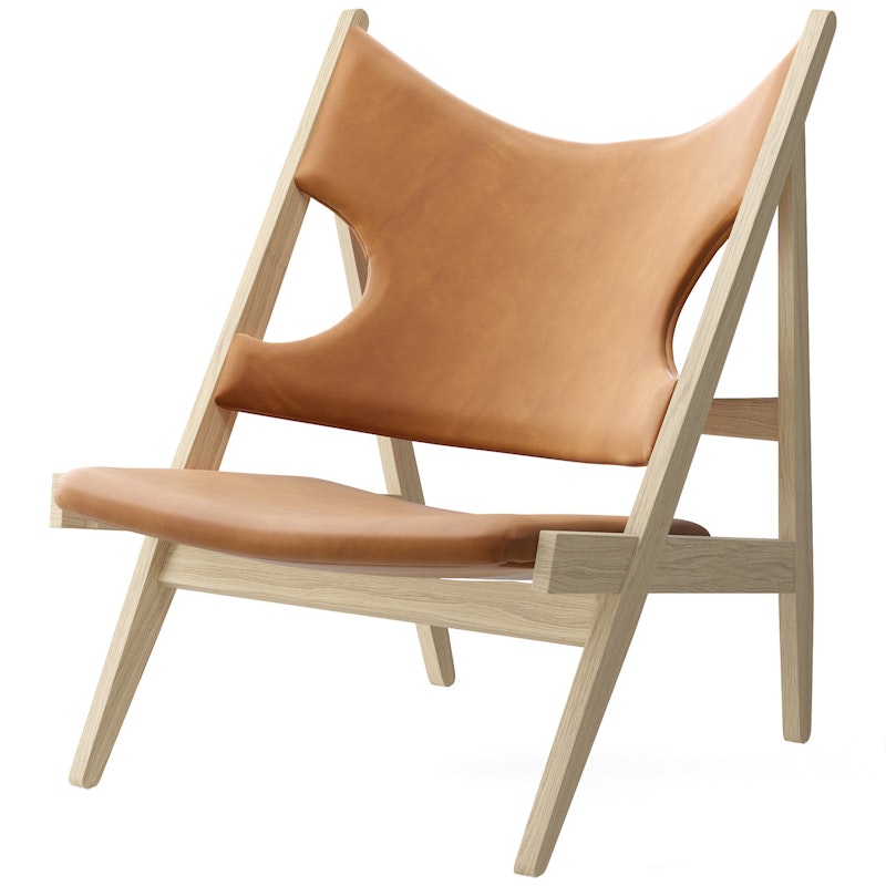 Knitting Loungestol, Eik / Skinn Cognacfarget