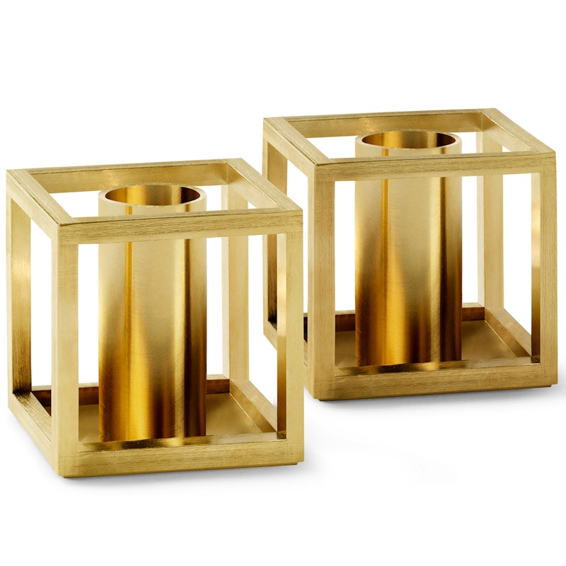 Kubus Micro Lysestake 2-pk, Gold Plated