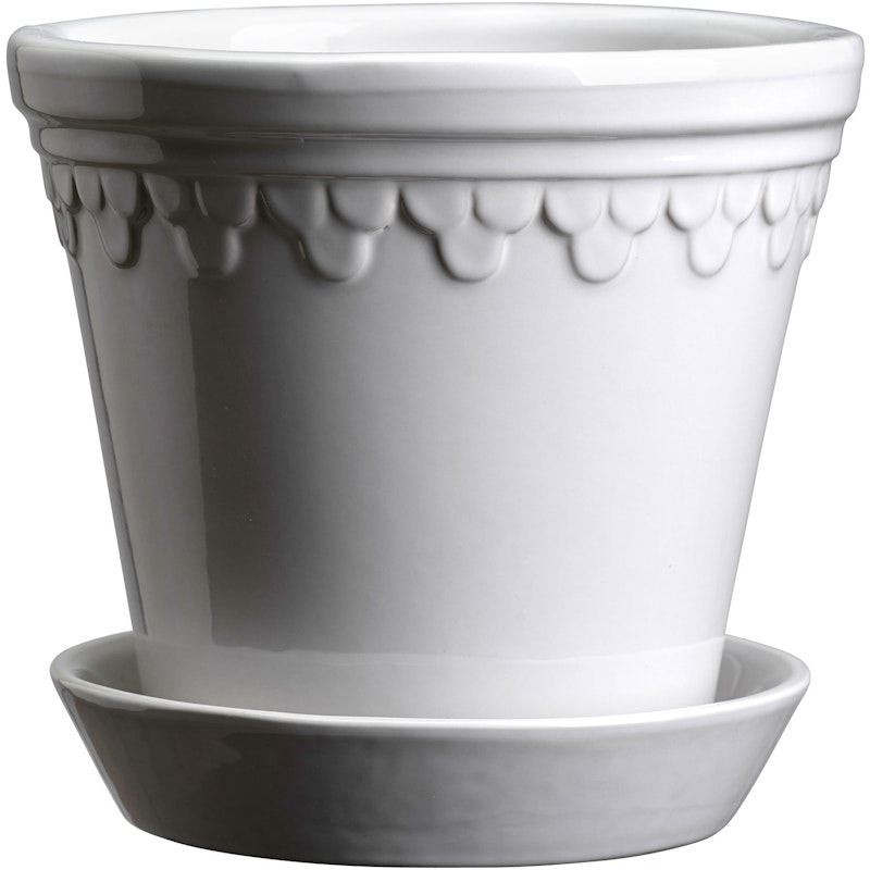 Copenhagen Krukke med Tallerken Mineral White, Ø11 cm