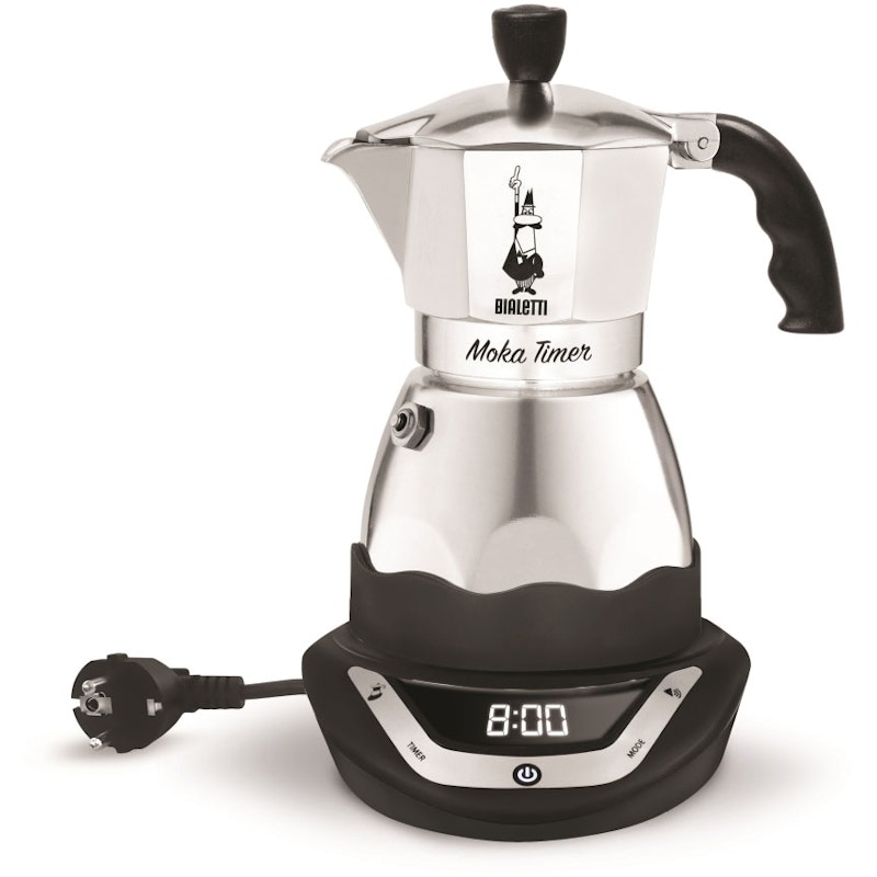 Moka Timer Kaffetrakter 3 Kopper, Sølv