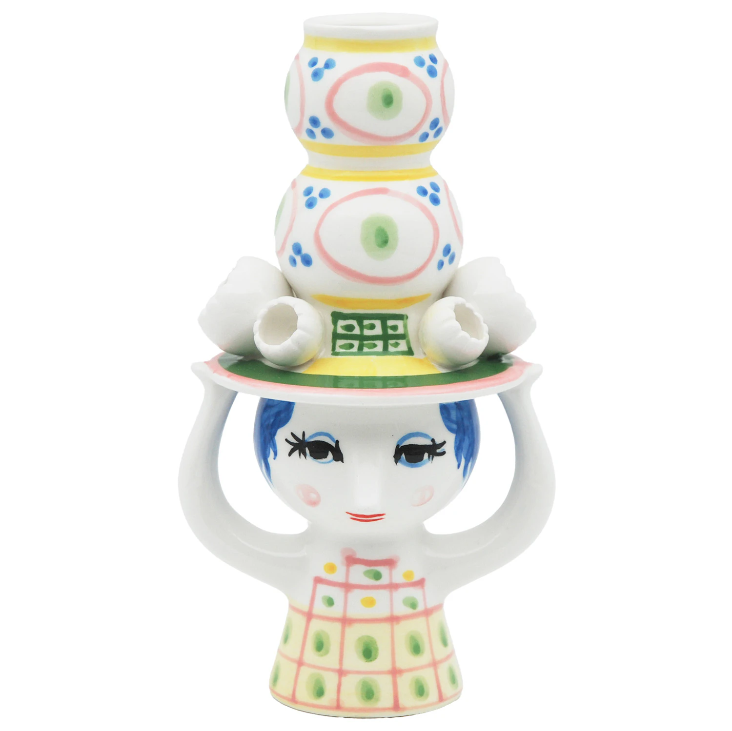 Bj&oslash;rn Wiinblad Lady With Hat Lysestake 16 Cm  -  Lysestaker Keramikk Rosa - 54052