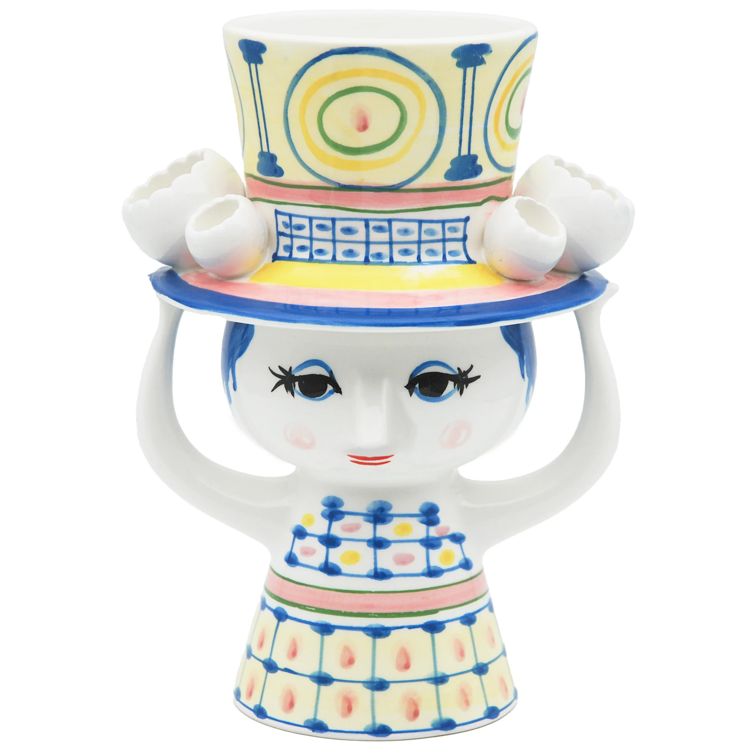 Bj&oslash;rn Wiinblad Lady With Hat Vase 20,5 Cm  -  Vaser Keramikk Bl&aring; - 54050