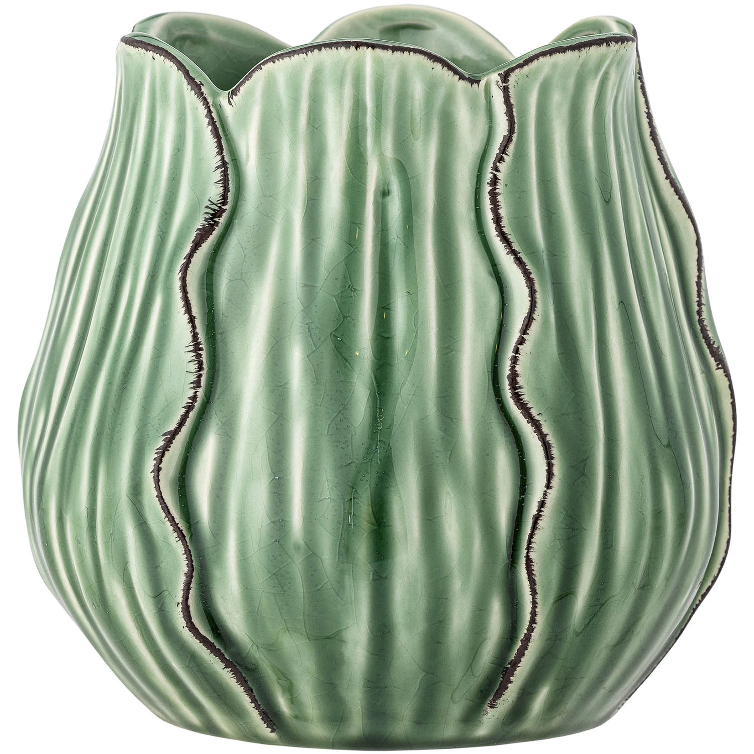 Bloomingville Elros Vase H14,5 Cm  -  Vaser Stengods Gr&oslash;nn - 82061383