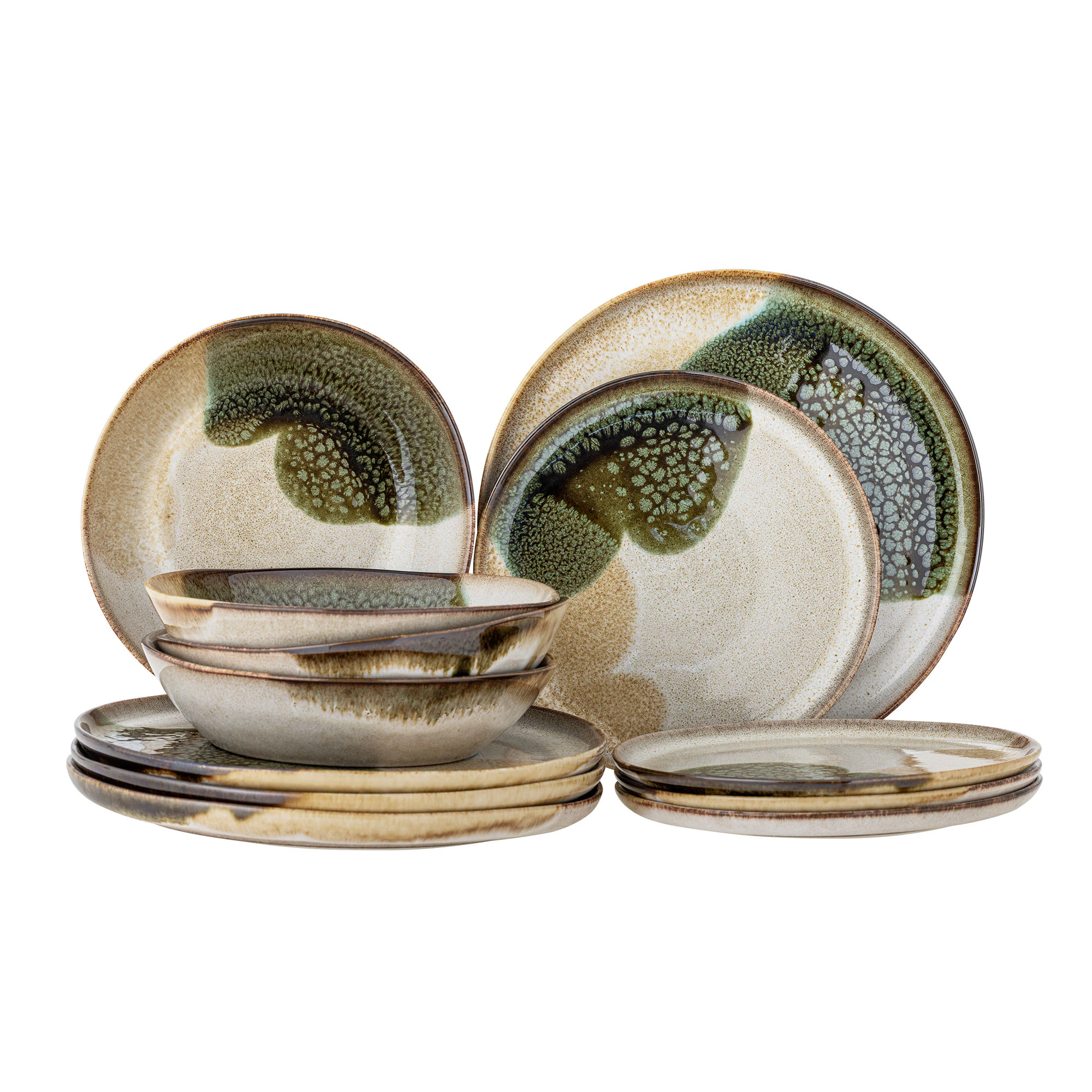 Bloomingville Jules Dinnerware Set 12-pack -  Serviser & Startsett Stengods Gr&oslash;nn - 82069360