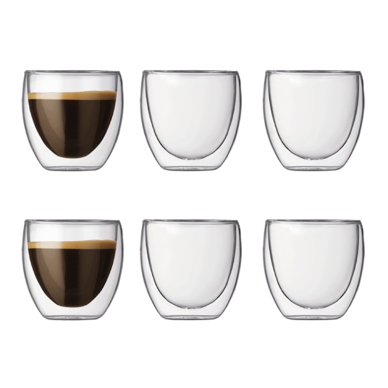 Pavina Dobbeltvegget Espressoglass 8 cl, 6-pk