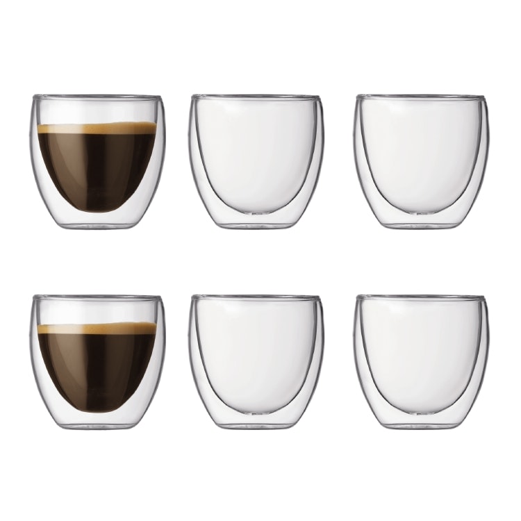 Bodum Pavina Dobbeltvegget Espressoglass 8 Cl 6-pk -  Espressokopper Klar - 4557-10-12
