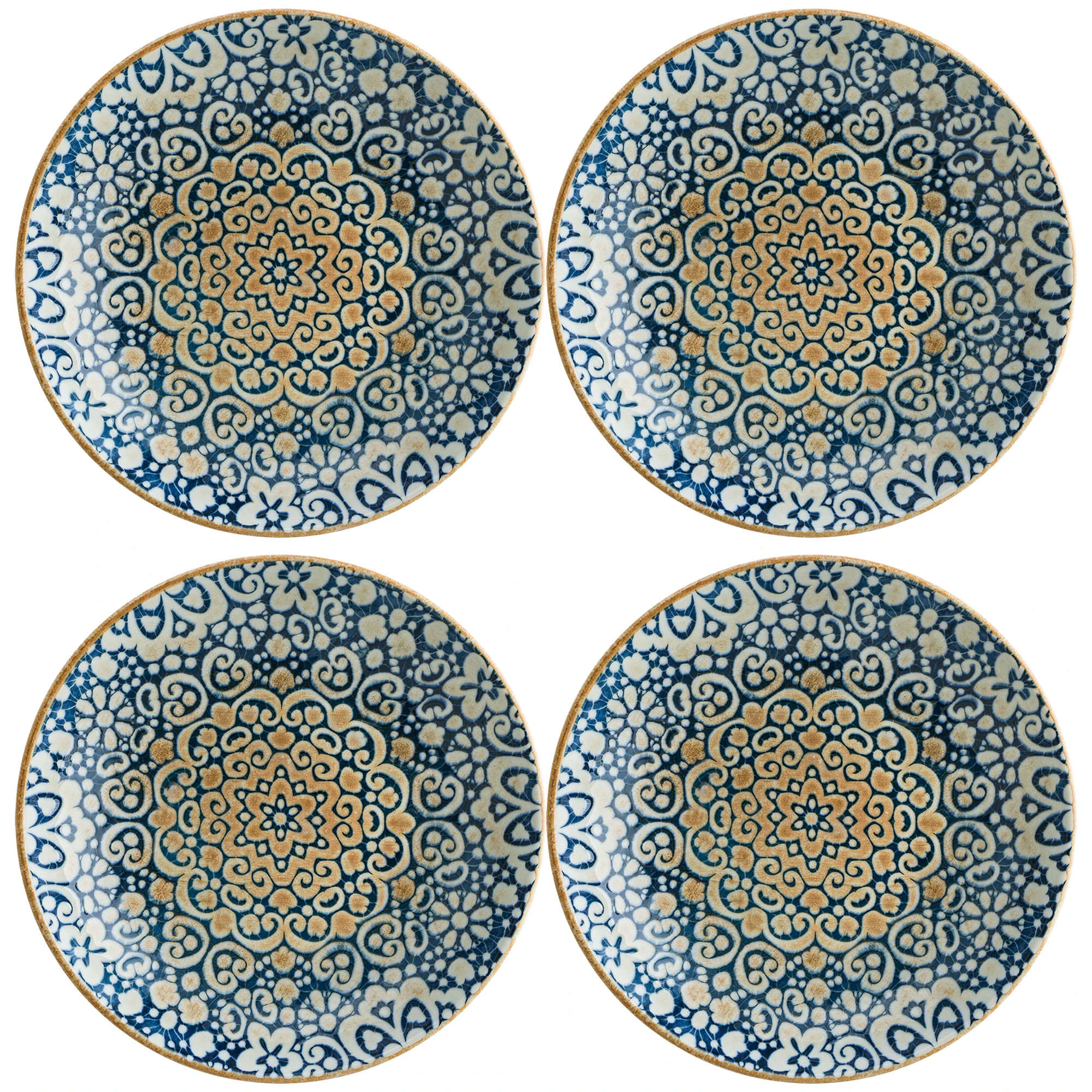 Bonna Alhambra Dyp Tallerken 25 Cm 4-pk - Dype tallerkener Porselen Bl&aring; - ALHBLM25CKX4