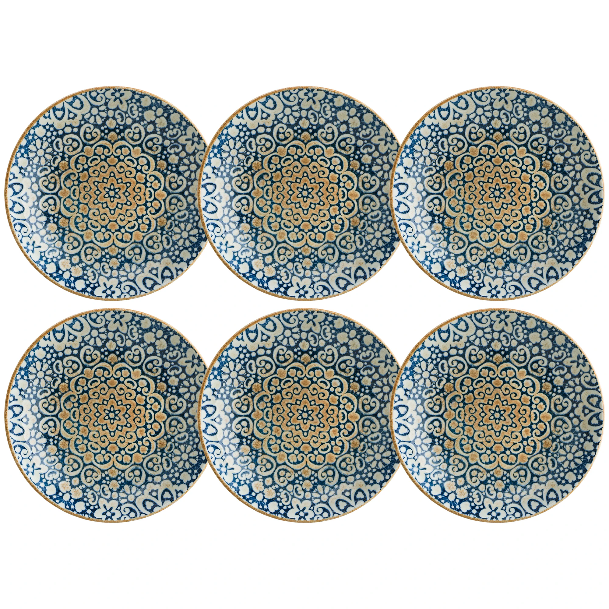 Bonna Alhambra Dyp Tallerken 25 Cm 6-pk - Dype tallerkener Porselen Bl&aring; - ALHBLM25CKX6