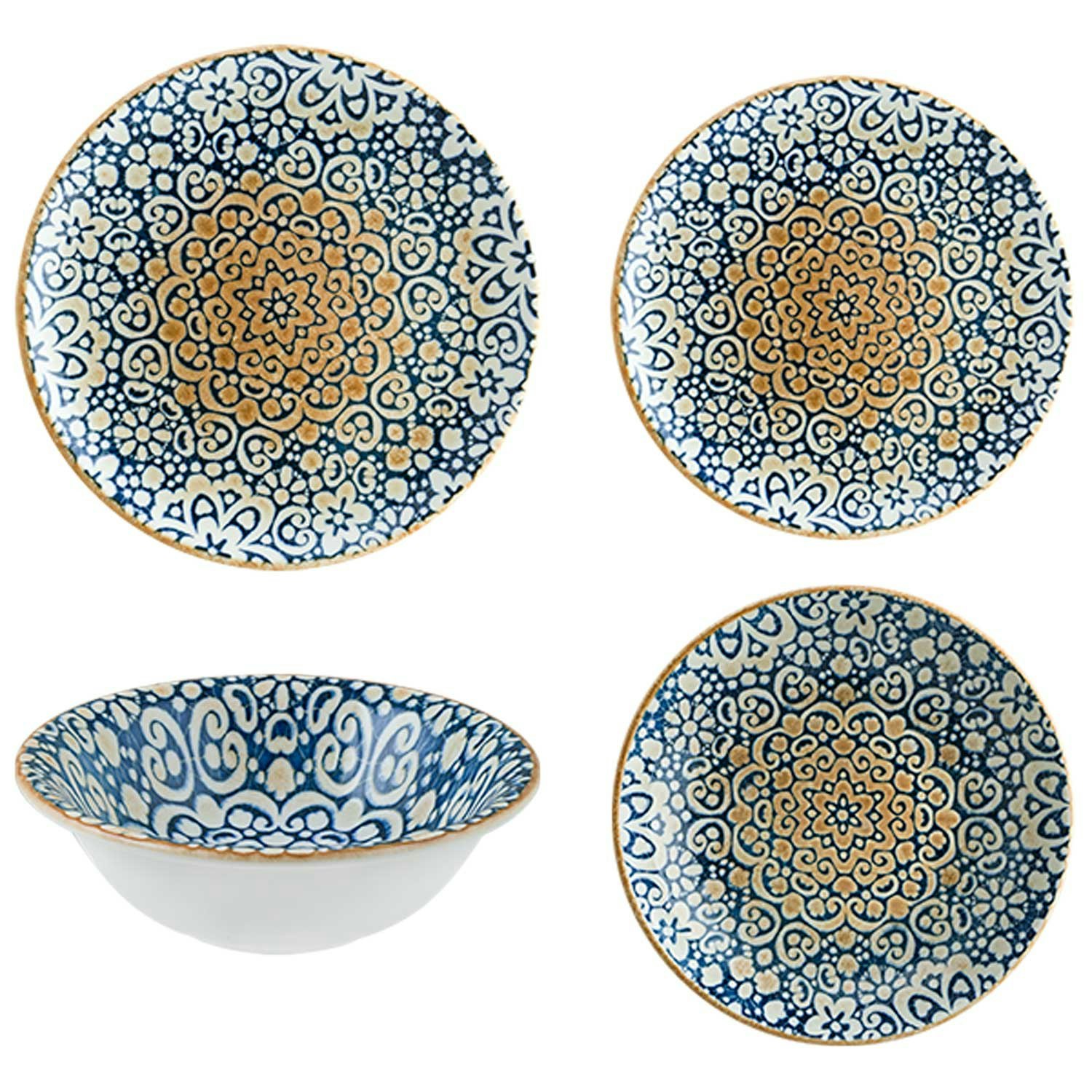 Bonna Alhambra Serveringssett 16 Deler -  Serviser & Startsett Porselen Bl&aring; - 372365-372366-372367-372368