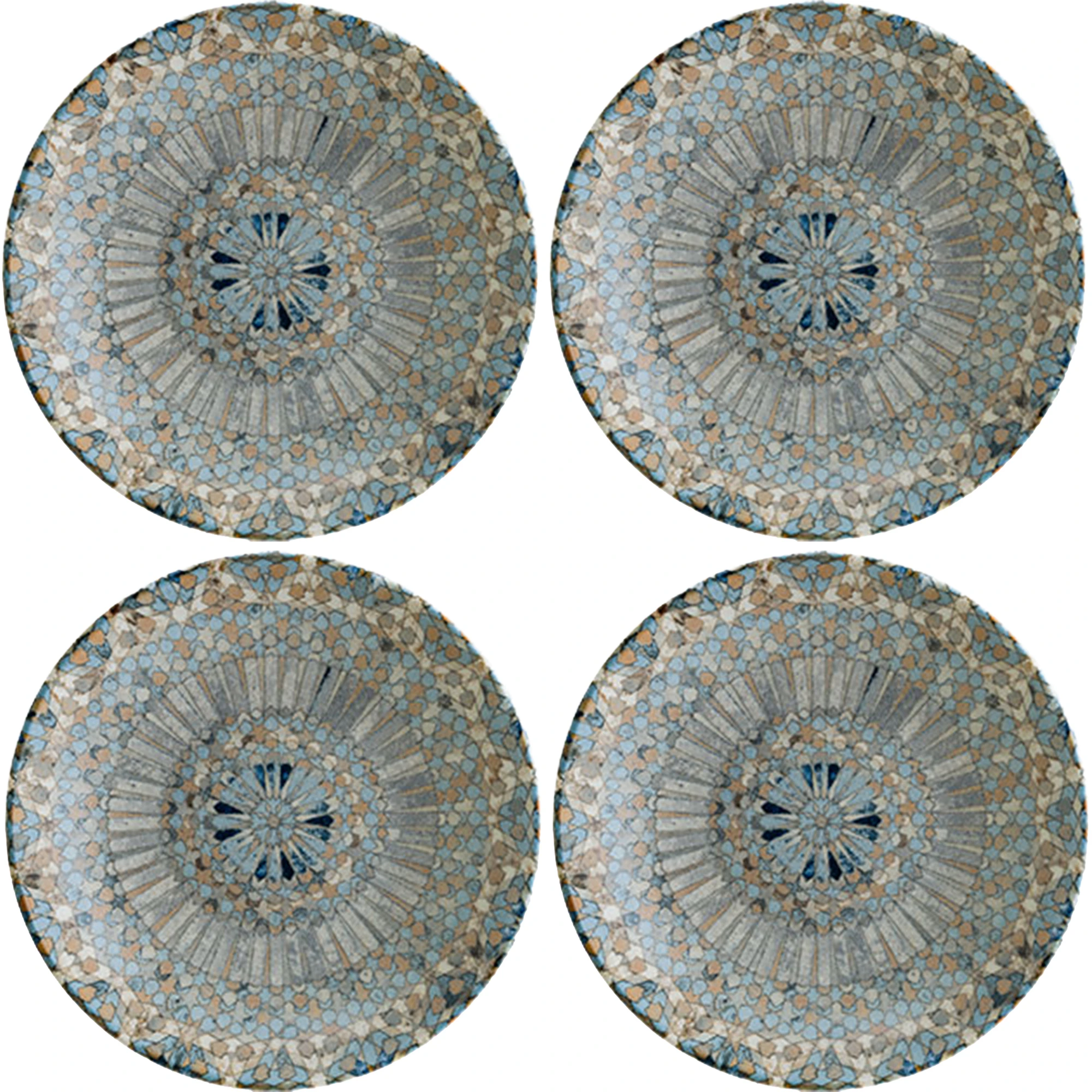 Bonna Luca Mosaic Dyp Tallerken 25 Cm 4-pk - Dype tallerkener Porselen Bl&aring; - LUCMZBLM25CKX4