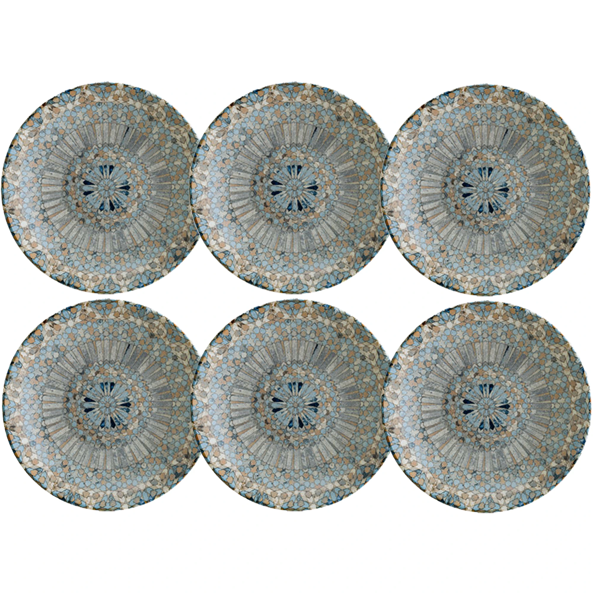 Bonna Luca Mosaic Dyp Tallerken 25 Cm 6-pk - Dype tallerkener Porselen Bl&aring; - LUCMZBLM25CKX6