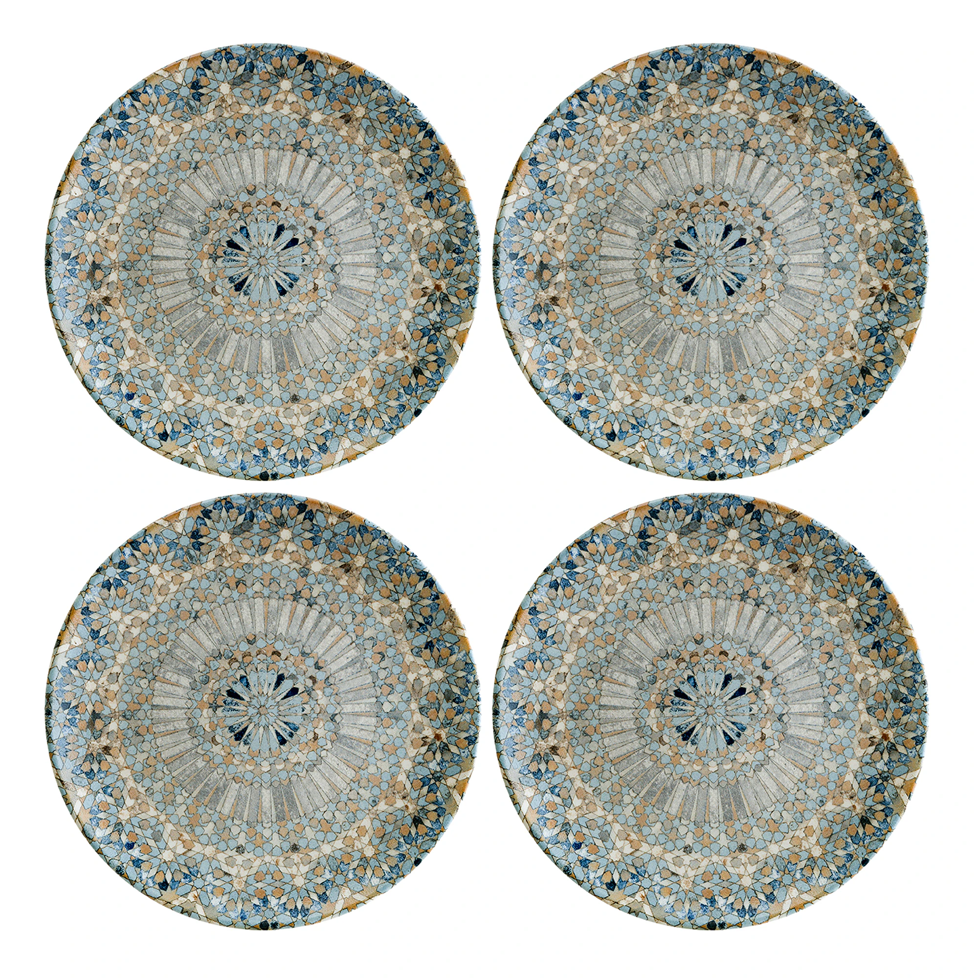 Bonna Luca Mosaic Sidetallerken 21 Cm 4-pk - Asjetter Porselen Multi - LUCMZGRM21DZX4