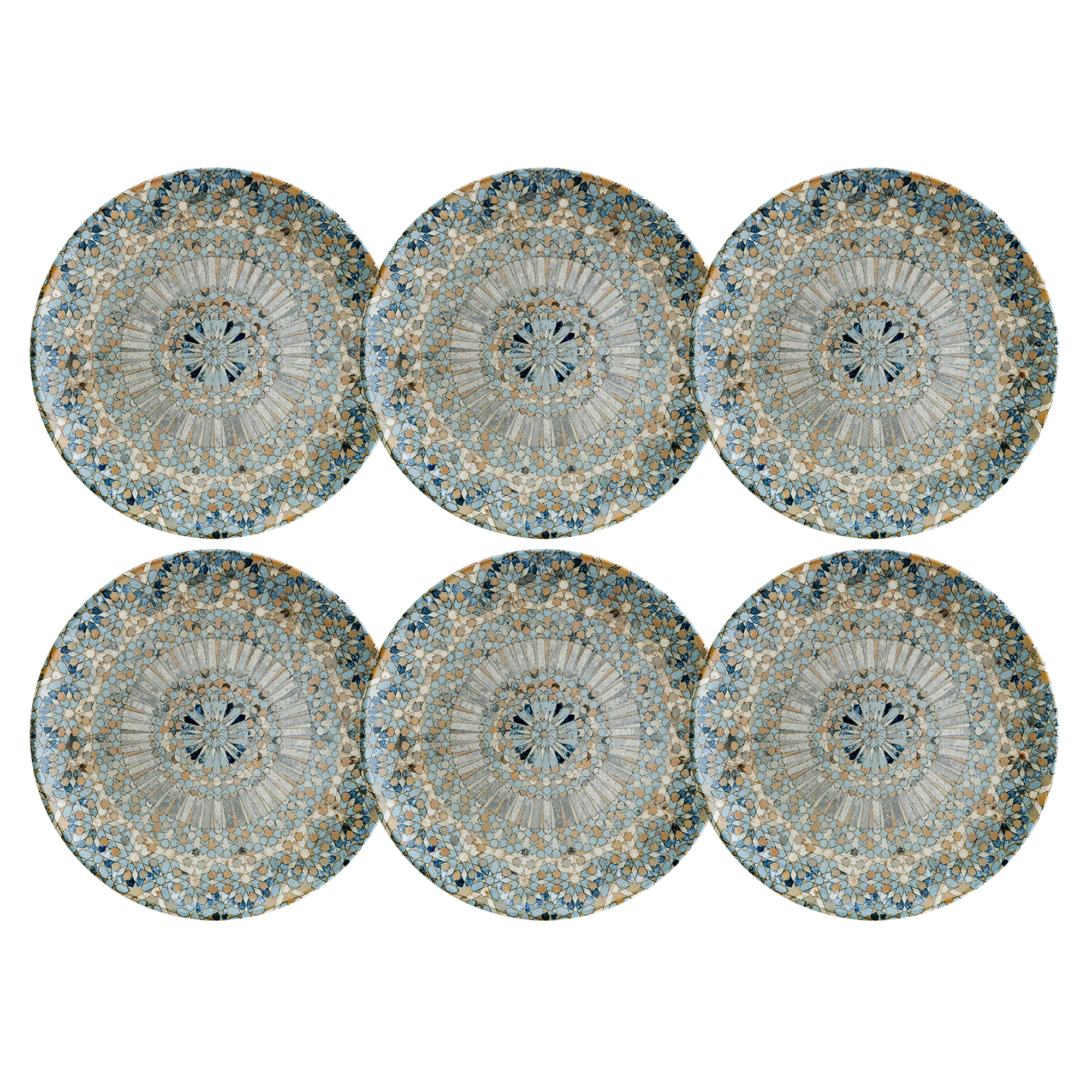 Bonna Luca Mosaic Sidetallerken 21 Cm 6-pk - Asjetter Porselen Multi - LUCMZGRM21DZX6