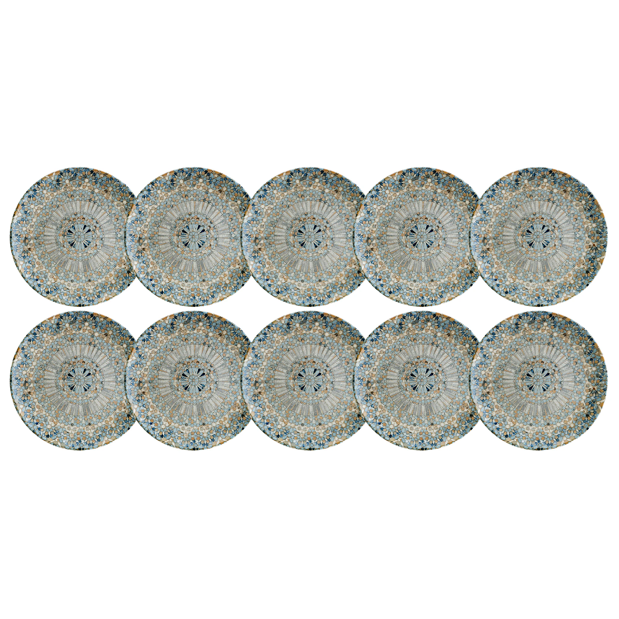 Bonna Luca Mosaic Sidetallerken 21 Cm 10-pk - Asjetter Porselen Multi - LUCMZGRM21DZX10