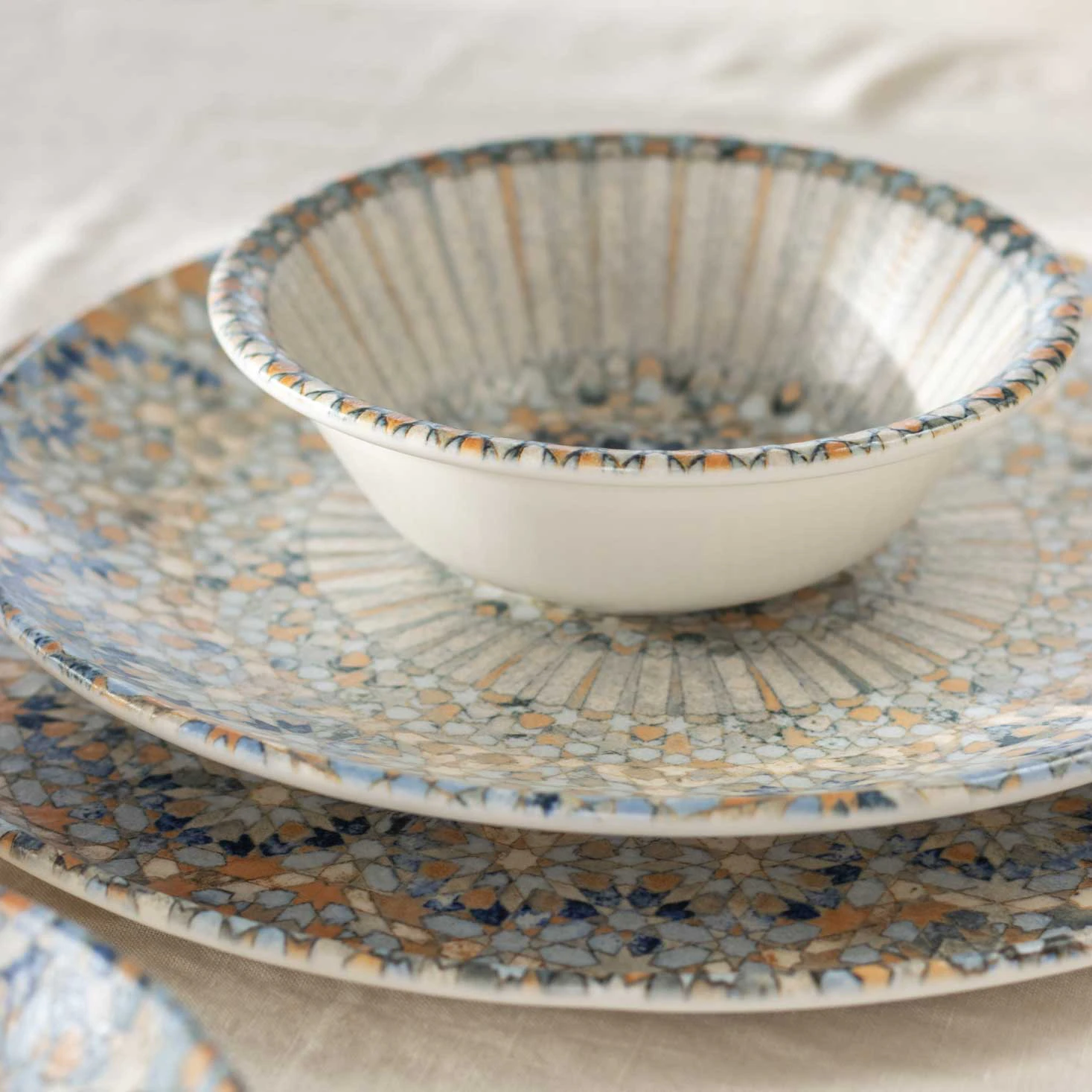 Assiettes En Porcelaine Bonna Luca Mosaic - Lot De 6 - Diamètre 27 Cm - Design Mosaïque élégant - Micro-ondes, Four Et Lave-vaisselle - 13