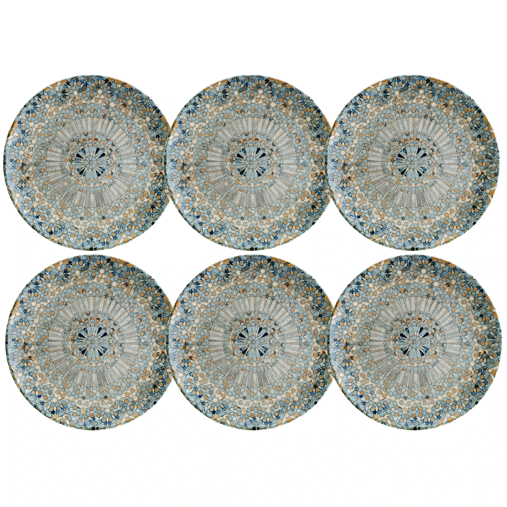Bonna Luca Mosaic Tallerken 27 Cm 6-pk - Tallerkener Porselen Multi - LUCMZGRM27DZX6