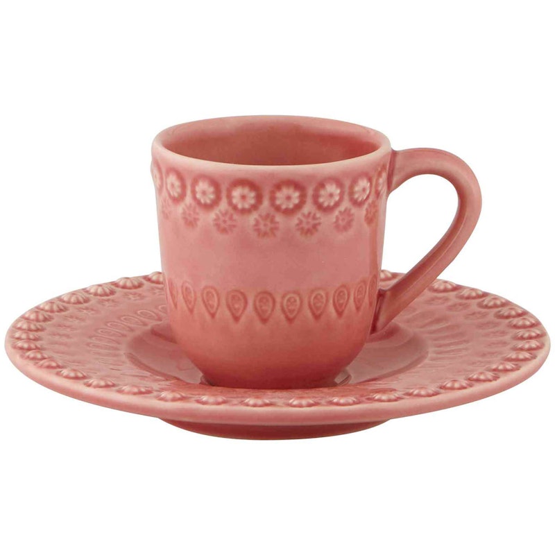 Fantasy Kaffekopp Med Tallerken, Rosa