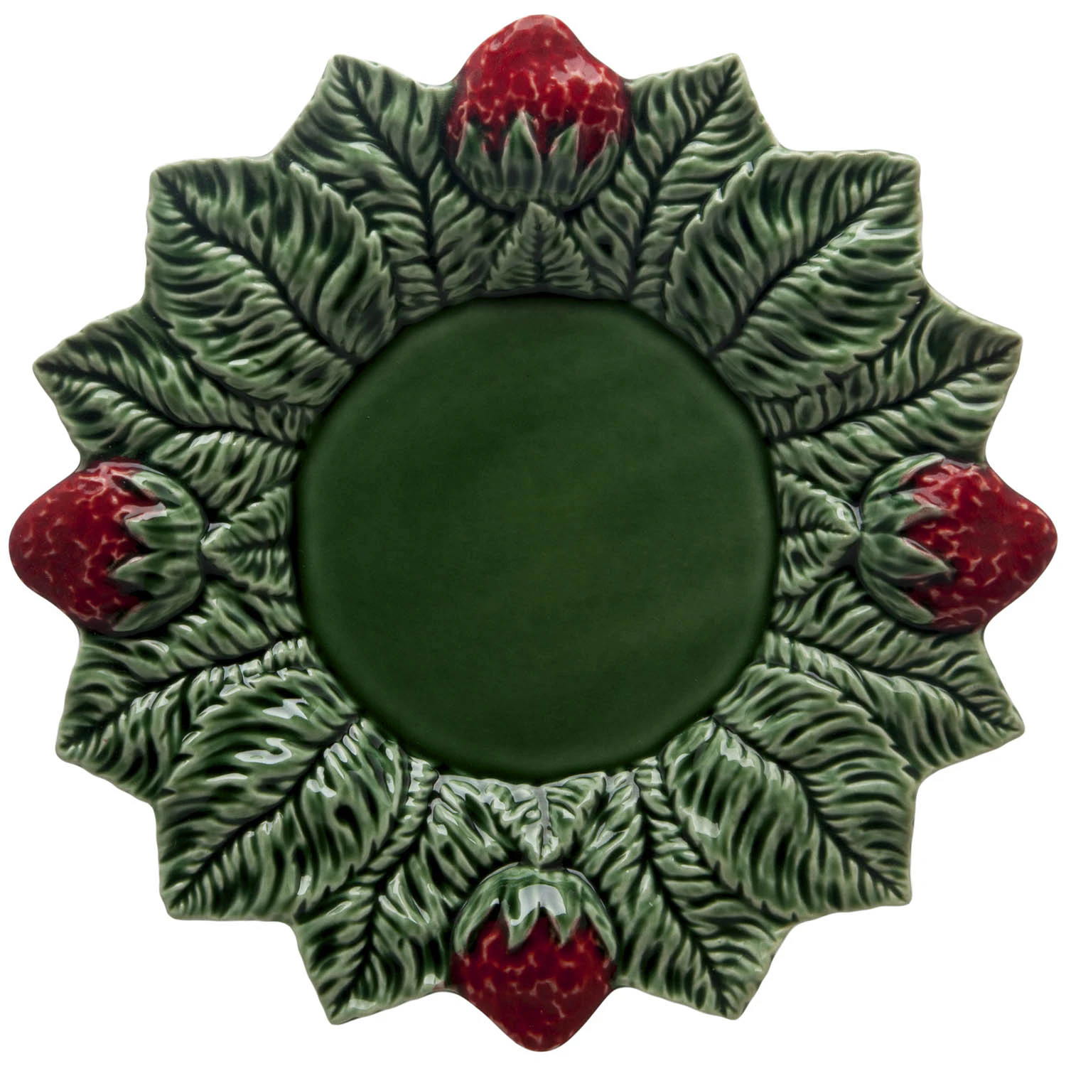 Bordallo Pinheiro Strawberries Tallerken &Oslash;26 Cm -  Tallerkener Steingods Gr&oslash;nn - 65001243