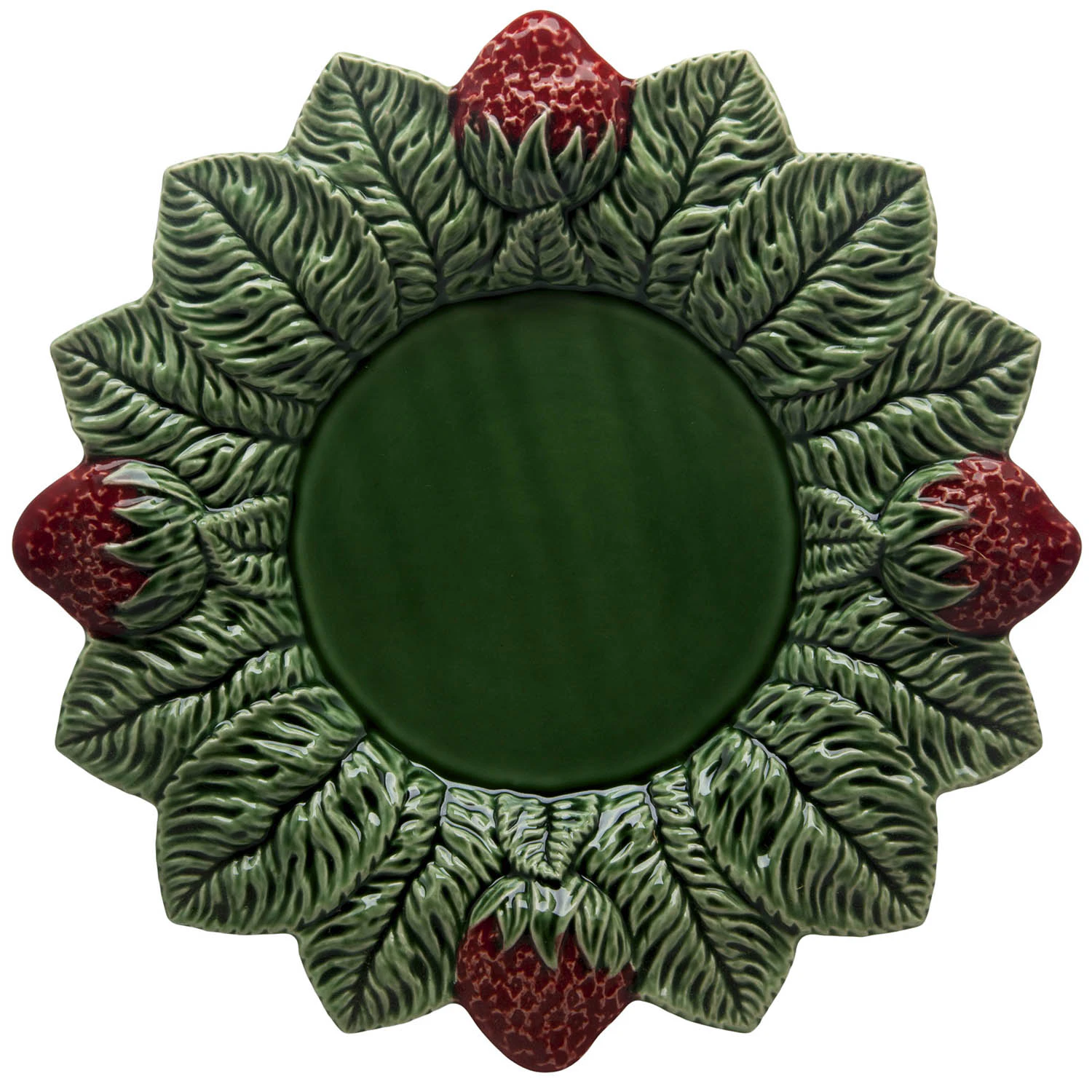 Bordallo Pinheiro Strawberries Tallerken 33 Cm -  Tallerkener Steingods Gr&oslash;nn - 65001240