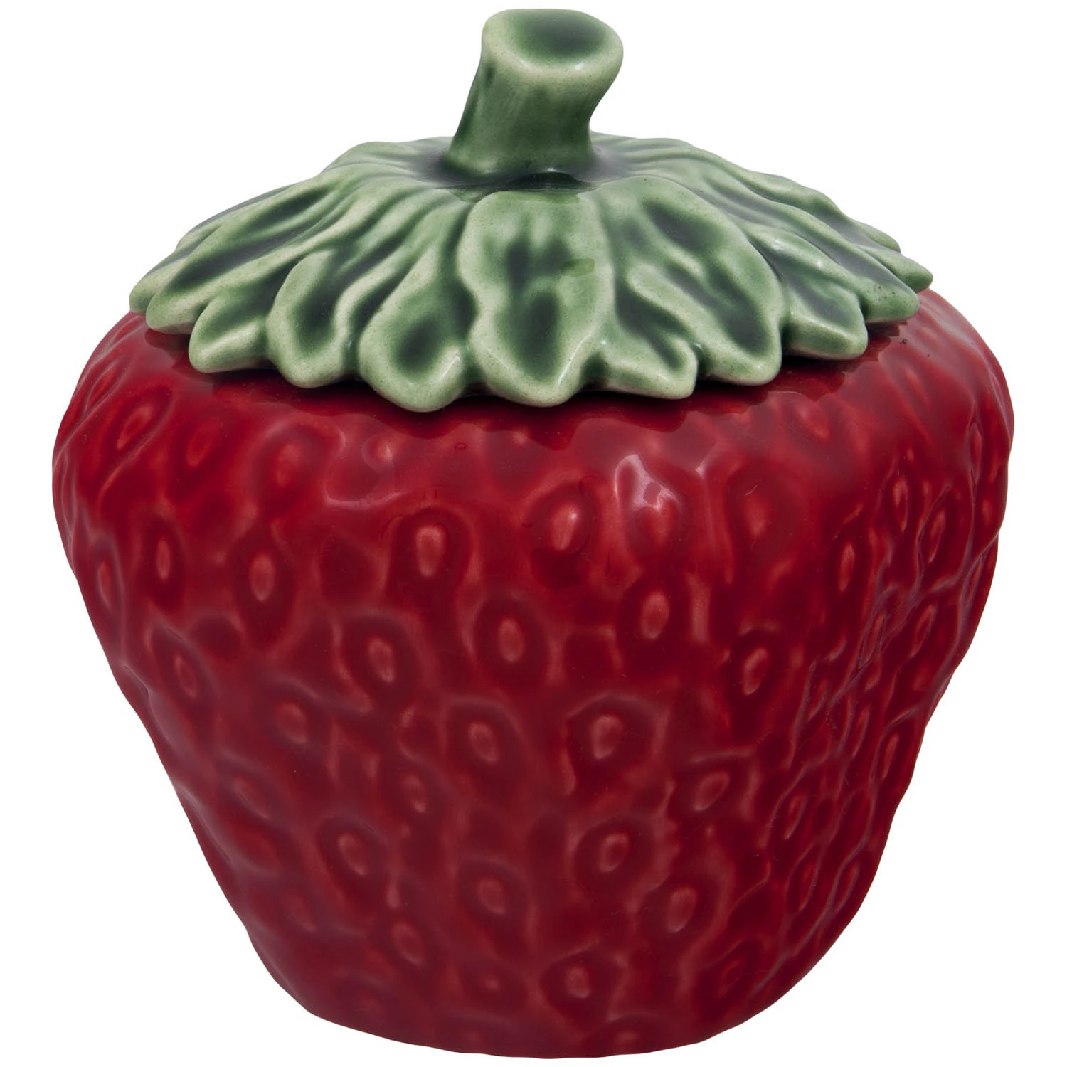 Bordallo Pinheiro Strawberries Krukke Med Lokk 45 Cl -  Oppbevaringsbokser & Lokk Steingods Gr&oslash;nn - 65006992