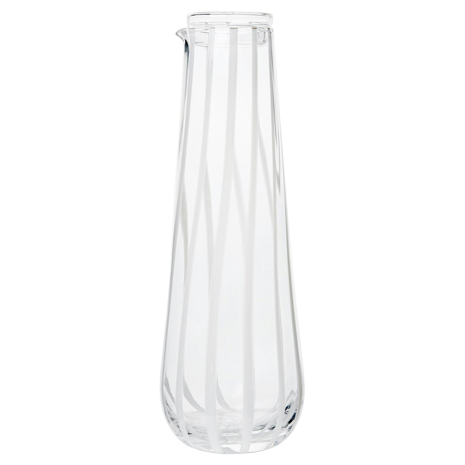 Broste Copenhagen Striped Karaffel Med Lokk 80 Cl -  Vannkarafler & Vannkanner Munnbl&aring;st Glass Klar - 14496260