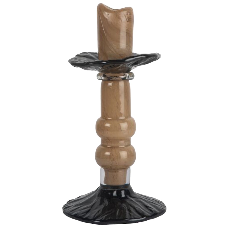 Lara Lysestake 22 cm, Sort / Beige