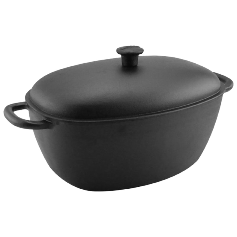 Oval Støpejernsgryte med Lokk, 6 L