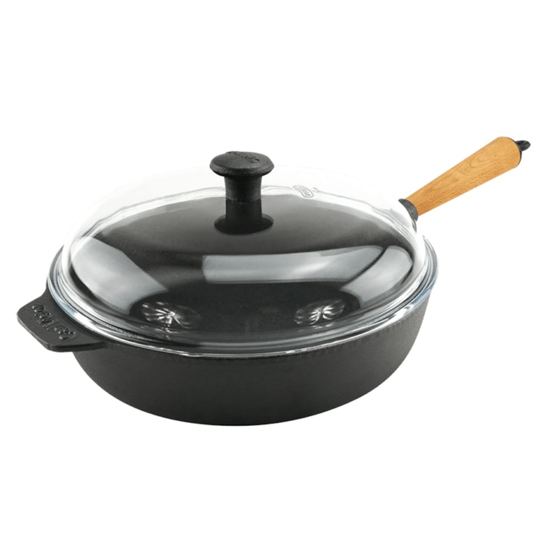 Sautépanne med Glasslokk 28 cm, Beech Håndtak
