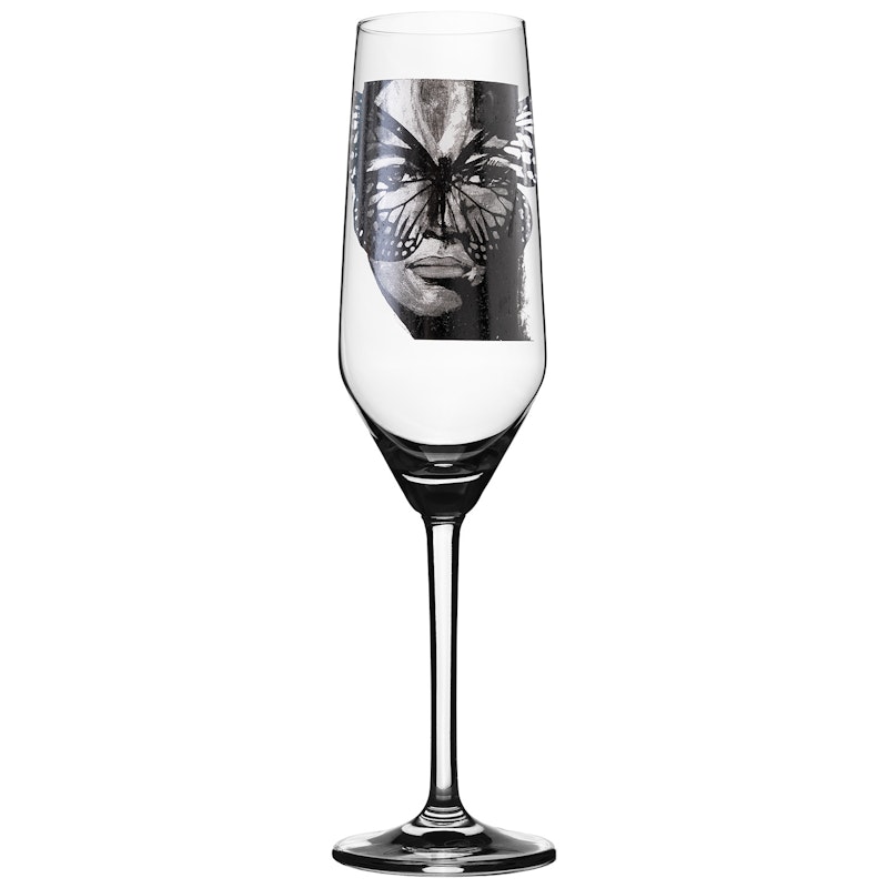 Golden Butterfly B&W Champagneglass