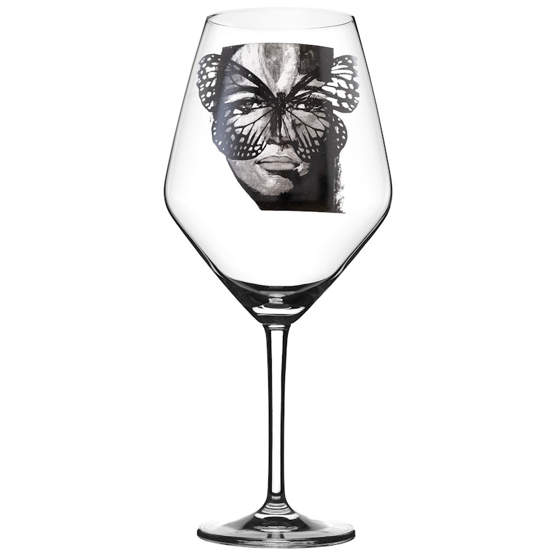 Golden Butterfly B&W Vinglass Sort