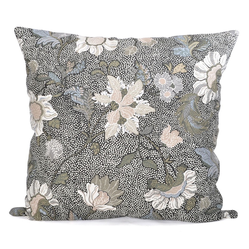 Flower Linen Putetrekk 50x50 cm, Svart