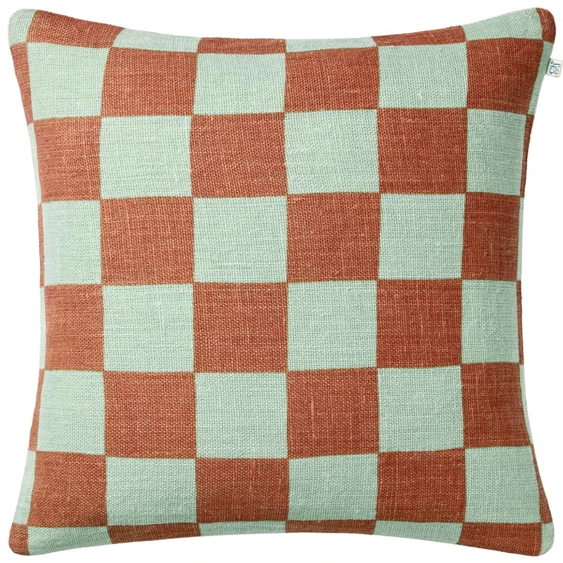 Buffalo Check Putetrekk 50x50 cm, Aqua / Apricot Orange