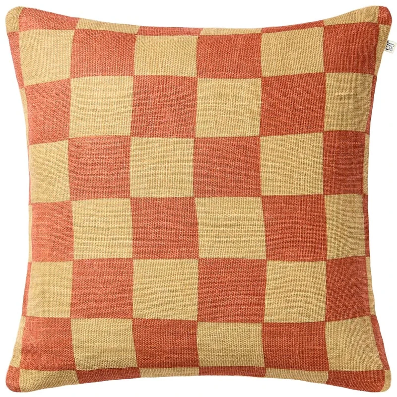 Buffalo Check Putetrekk 50x50 cm, Apricot Orange / Khaki