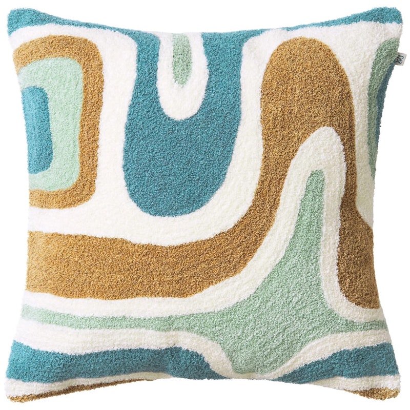 Godavari Putetrekk Bouclé 50x50 cm, Aqua / Sand