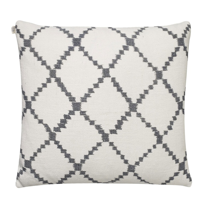 Ikat Kerela Putetrekk 50x50 cm, Hvit/Grå