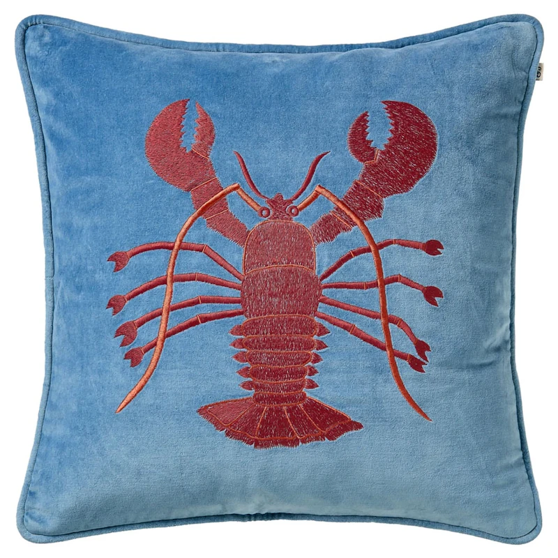 Lobster Putetrekk 50x50 cm, Apricot Orange / Sky Blue