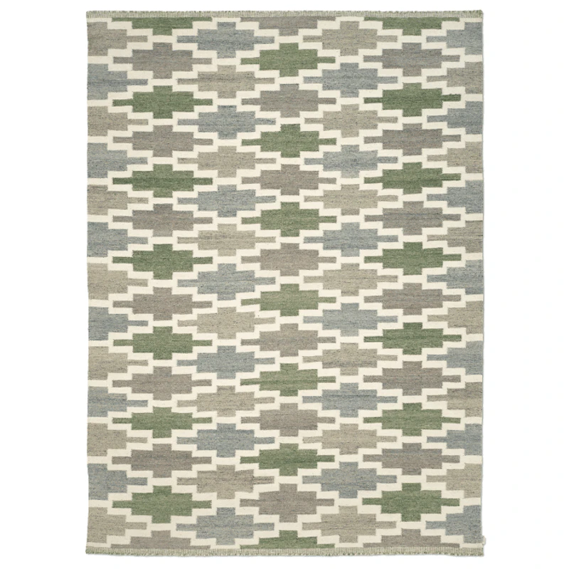 Korsnäs Ullteppe 170x230 cm, Blå / Grønn