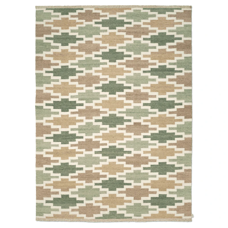 Korsnäs Ullteppe 200x300 cm, Grønn / Beige