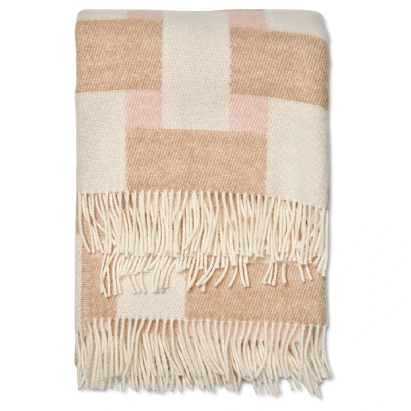 Weave Ullteppe 130x180 cm, Hvit / Rosa